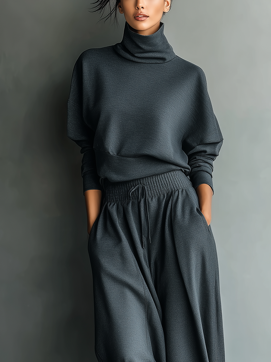 Knit Ensemble Wide-Leg Trousers