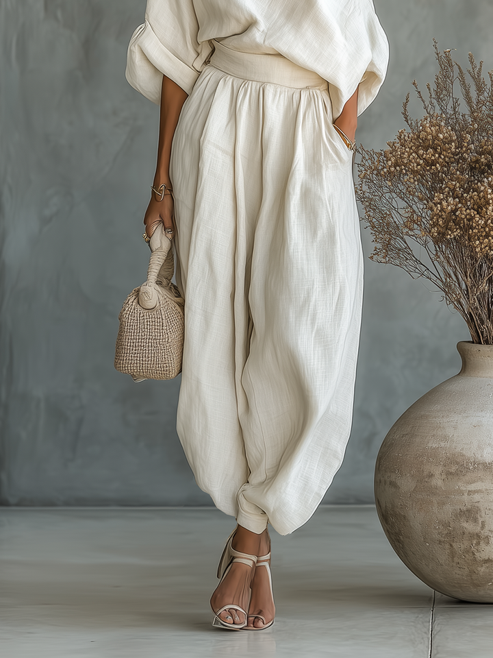 Linen Set Off-Shoulder Trousers