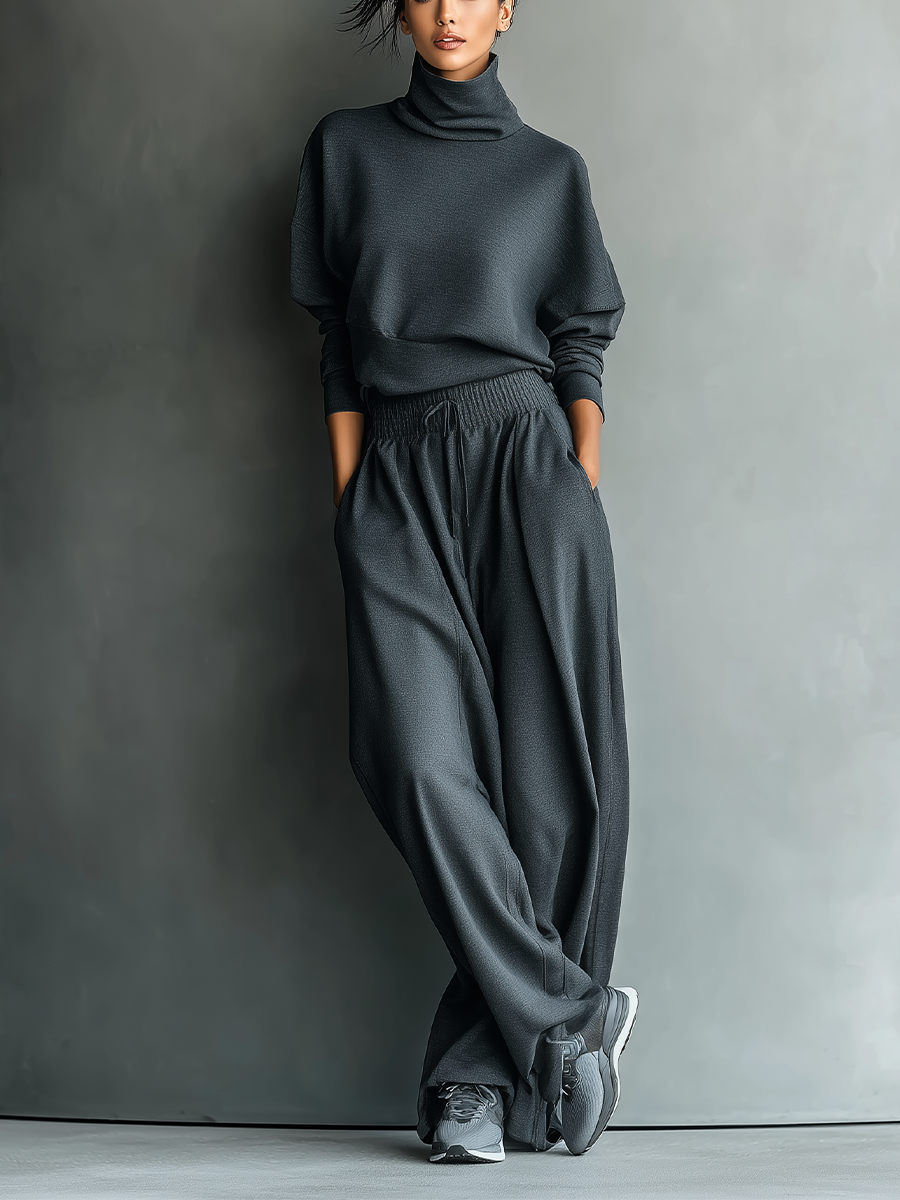Knit Ensemble Wide-Leg Trousers