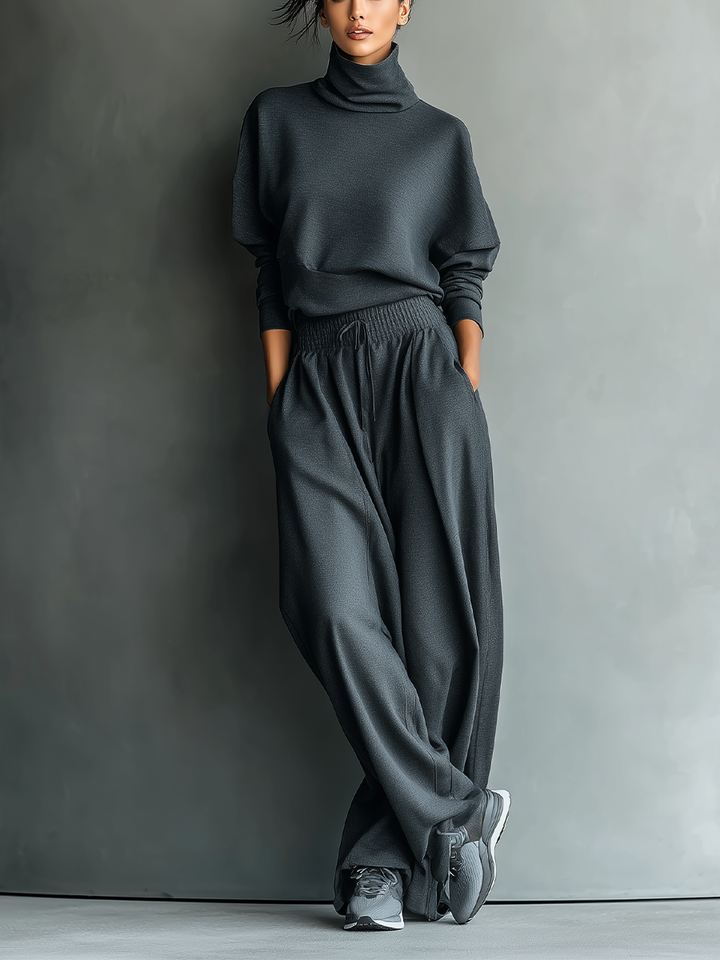 Knit Ensemble Wide-Leg Trousers