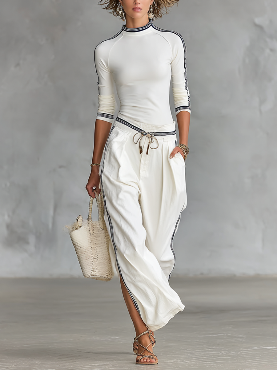 Sport Set Wide-Leg Drawstring Trousers