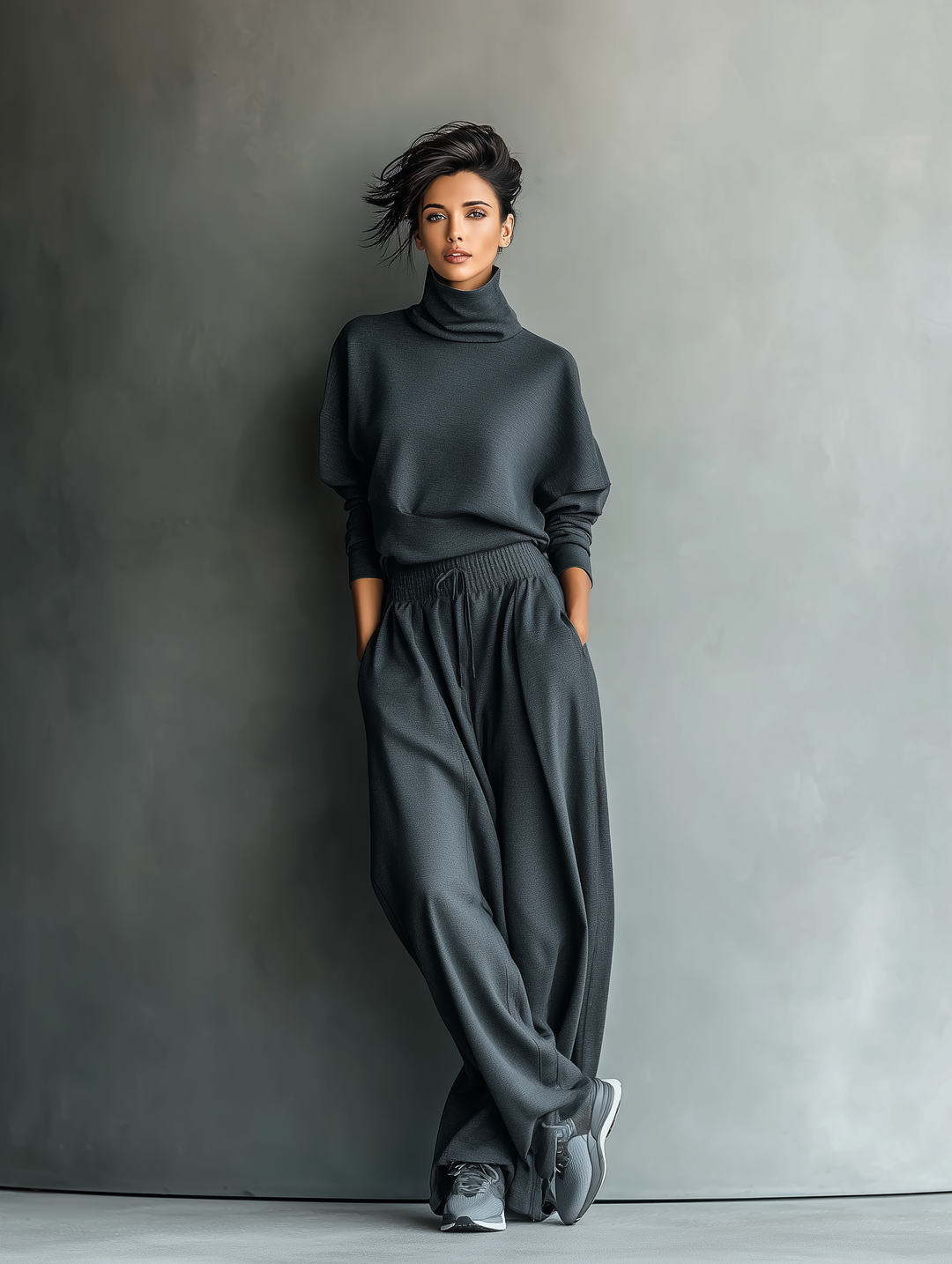 Knit Ensemble Wide-Leg Trousers